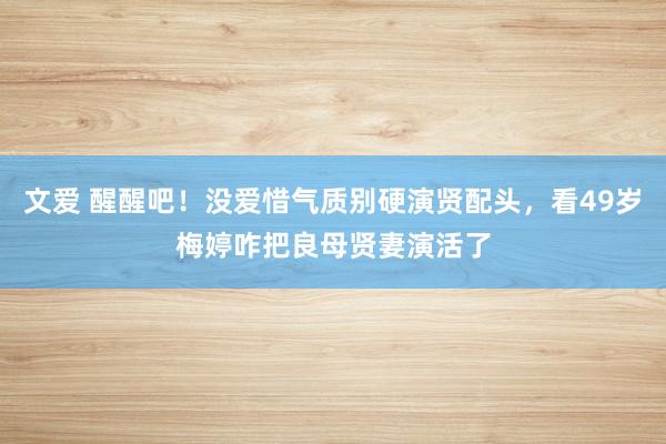 文爱 醒醒吧！没爱惜气质别硬演贤配头，看49岁梅婷咋把良母贤妻演活了